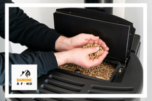 Remplissage d’un poêle à granulés pour assurer une combustion efficace et un chauffage optimal.